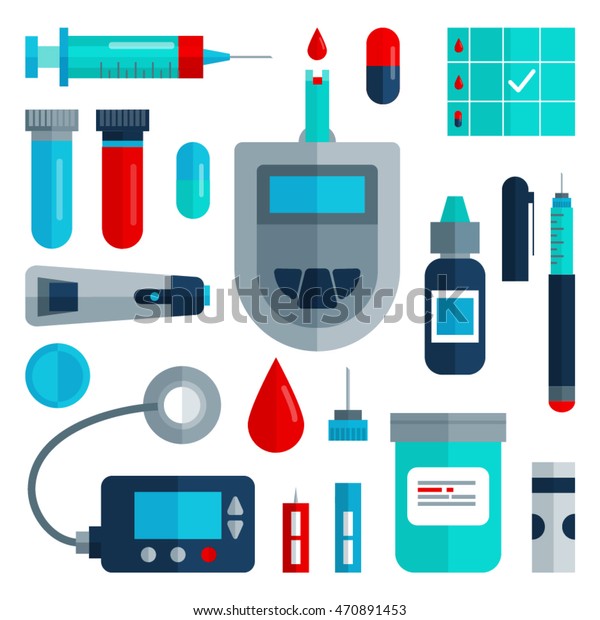 Diabetes Flat Icon Set Isolated Diabetic Stock Vector Royalty Free 470891453 8818