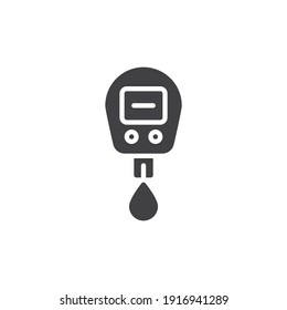 Diabetes-Glukosezähler, Vektorsymbol. volles Flachzeichen für mobiles Konzept und Webdesign. Symbol für Blutzucker-Testglyph. Symbol, Logo-Abbildung. Vektorgrafik