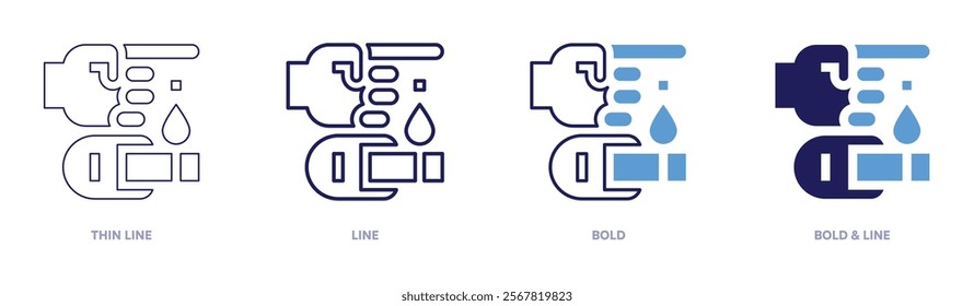 Diabetes icon in 4 different styles. Thin Line, Line, Bold, and Bold Line. Duotone style. Editable stroke.