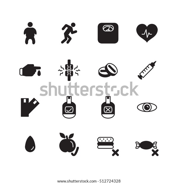 Diabetes Icon Set Vector Stock Vector (Royalty Free) 512724328