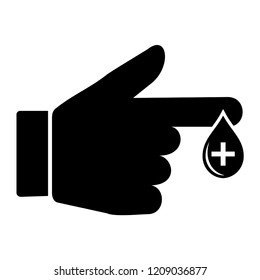 diabetes icon vector, hand with a drop of blood