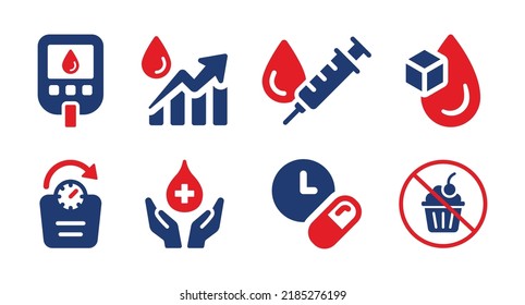 Diabetes Icon Vector Set Blood Sugar Stock Vector (Royalty Free ...