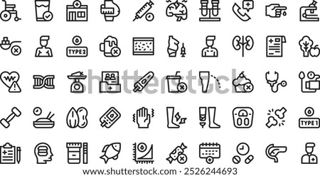Diabetes icons High-Quality Vector Icons Collection with Editable Stroke. Ideal for Professional and Creative Projects.