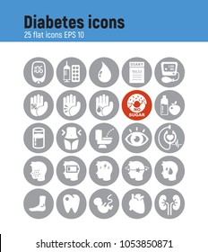 Diabetes icons set. Web and App icons.