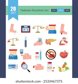 Diabetes Illustration Set Plet Konzept