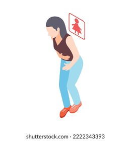 Diabetes isometric composition with isolated human character of suffering person vector illustration