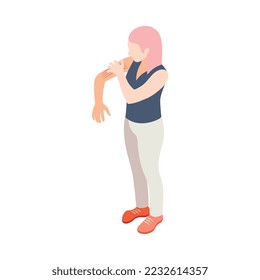 Composición isométrica de la diabetes con carácter humano aislado de la persona afectada ilustración vectorial