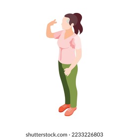 Diabetes isometric composition with isolated human character of suffering person vector illustration