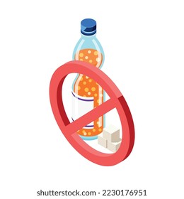 Diabetes isometric composition of isolated prohibited food products on blank background vector illustration