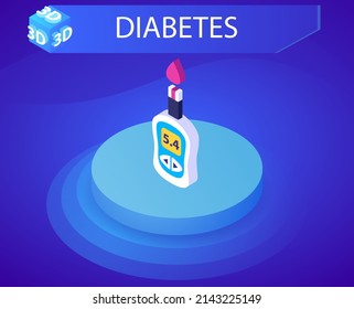 Diabetes isometric design icon. Vector web illustration. 3d colorful concept