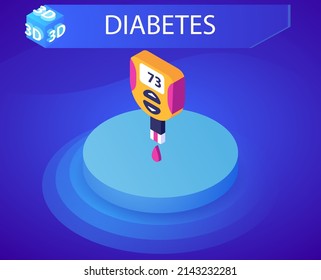 Diabetes isometric design icon. Vector web illustration. 3d colorful concept