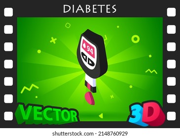 Icono de diseño isométrico de la diabetes. Ilustración web de vectores. 3.ª colorida concepción