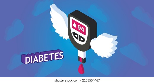 Icono de diseño isométrico de la diabetes. Ilustración web de vectores. 3.ª colorida concepción