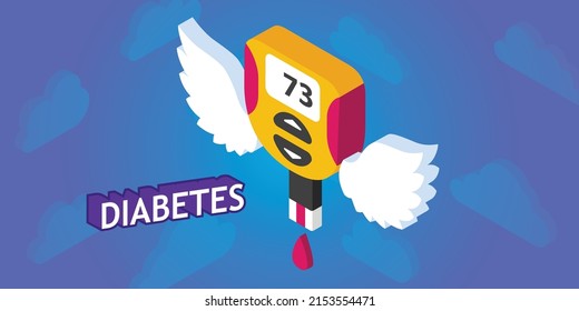 Icono de diseño isométrico de la diabetes. Ilustración web de vectores. 3.ª colorida concepción