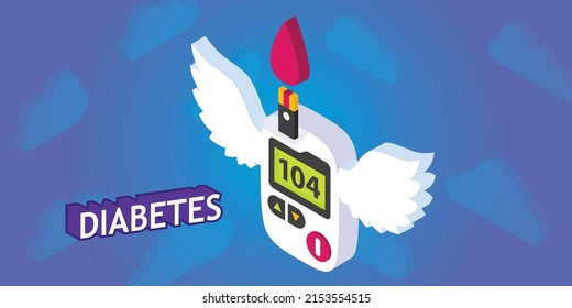 Icono de diseño isométrico de la diabetes. Ilustración web de vectores. 3.ª colorida concepción