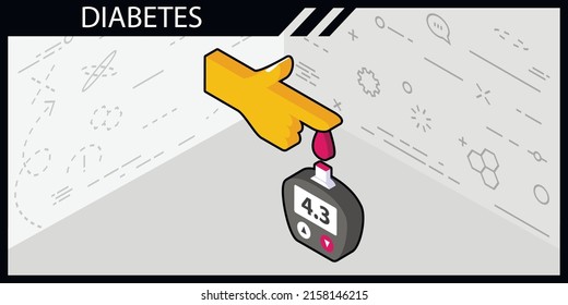 Icono de diseño isométrico de la diabetes. Ilustración web de vectores. 3.ª colorida concepción