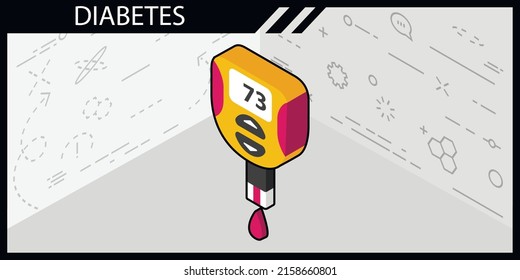 Diabetes isometrisches Design Symbol. Vektorgrafik, Web-Illustration. 3D-Farbkonzept