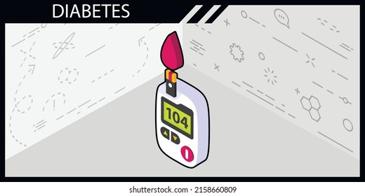 Diabetes isometric design icon. Vector web illustration. 3d colorful concept