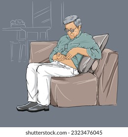 Diabetes man taking insulin. diabetes man illustration, diabetes concept.