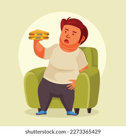 Diabetes man vector, bad habits illustration