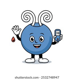 Diabetes mascot icon, Vector icon isolated on white, Mascot icon for World Diabetes Day, Glucose measuring diabetes device character