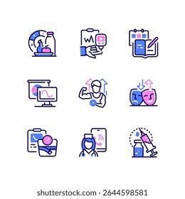 Diabetes - modern line design style icons set