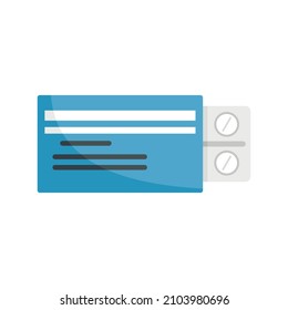 Icono de paquete de píldoras para la diabetes. Ilustración plana de píldoras de diabetes empaca icono vectorial aislado en fondo blanco