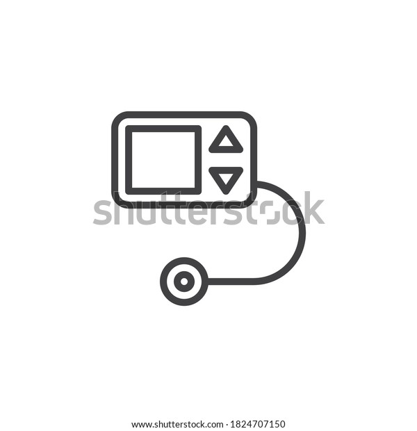 Diabetes pump line icon.
linear style sign for mobile concept and web design. Insulin pump
outline vector icon. Symbol, logo illustration. Vector
graphics