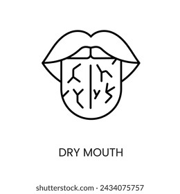 Diabetes symptom dry mouth line vector icon with editable stroke