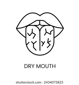 Diabetes symptom dry mouth line vector icon with editable stroke