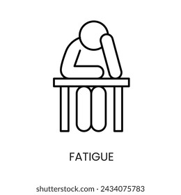 Diabetes symptom fatigue line icon vector with editable stroke