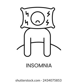 Diabetes symptom Insomnia line vector icon with editable stroke