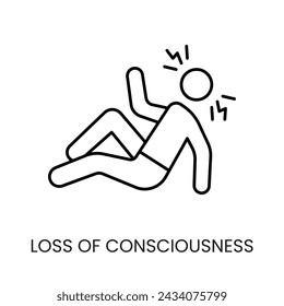 Diabetes symptom loss of consciousness line vector icon with editable stroke