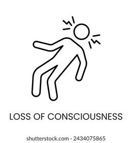 Diabetes symptom loss of consciousness line vector icon with editable stroke