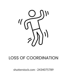 Diabetes symptom loss of coordination vector line icon with editable stroke