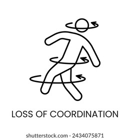 Diabetes symptom loss of coordination vector line icon with editable stroke