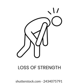 Diabetes symptom loss of strength line vector icon with editable stroke