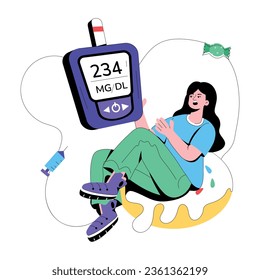 Diseño de ilustración plana de prueba de diabetes 