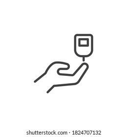 Icono de la línea de prueba de la diabetes. signo de estilo lineal para concepto móvil y diseño web. Icono vectorial del contorno de la prueba de glucosa sanguínea. Símbolo, ilustración del logotipo. Gráficos vectoriales