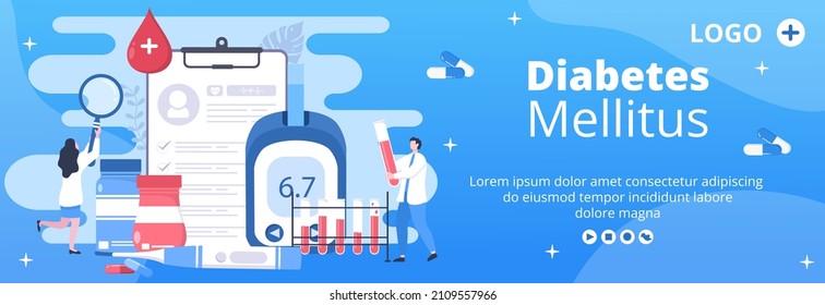 Plantilla de cobertura de pruebas de diabetes Ilustración de diseño plano editable de fondo cuadrado adecuado para medios sociales de salud o tarjeta de felicitación