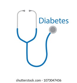 Diabetes text and stethoscope icon- vector illustration