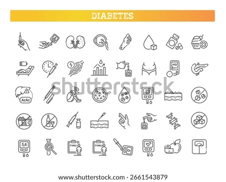 Diabetes thin line icons set. Vector symbols