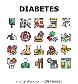 Diabetes Treatment Collection Icons Set Vector Stock Vector (Royalty ...