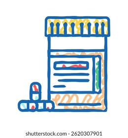 diabetes treatment pills doodle icon sketch vector. diabetes treatment pills sign. isolated symbol illustration