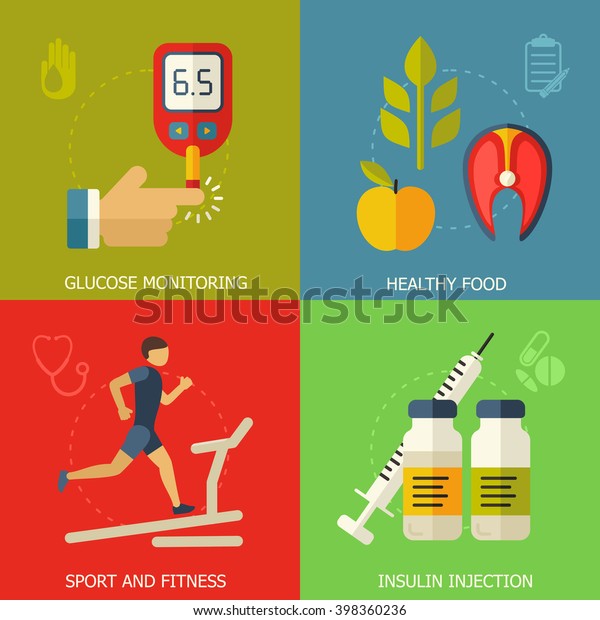 Diabetes Vector Background Diabetic Therapy Flat Stock Vector (Royalty ...