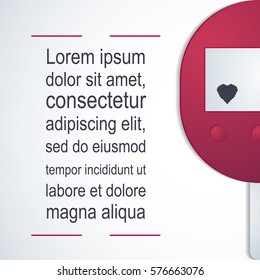 Diabetes Vector illustration Pink glucometer on white background with space for inscription Poster template of diabetes in paper style
