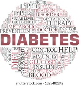 Diabetes vector illustration word cloud isolated on a white background.