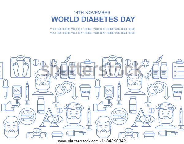 Diabetes Vector Linear Background Place Text Stock Vector (Royalty Free ...