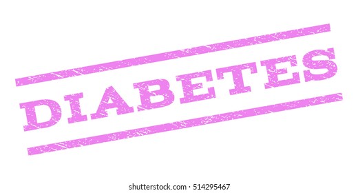 Diabetes watermark stamp. Text caption between parallel lines with grunge design style. Rubber seal stamp with unclean texture. Vector violet color ink imprint on a white background.