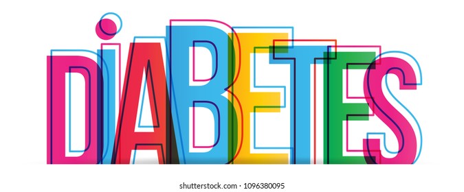 Diabetes word isolated on white background. Vector illustration.